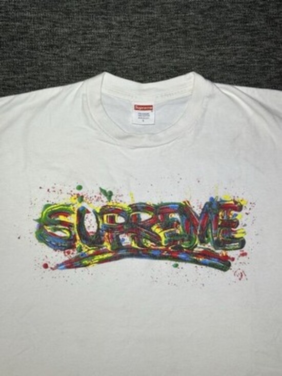 Supreme Paint Logo T-Shirt SS20 White Men’s L Made in USA - Picture 2 of 5